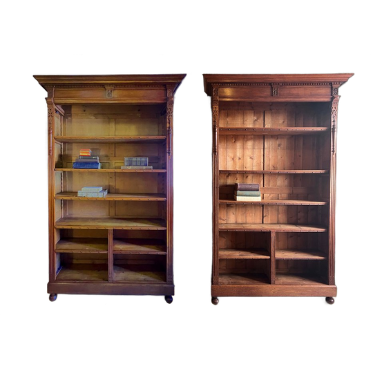 Set Van 2 Uitneembare Bijna Identieke Eiken Boekenkasten, 2.40 M Hoog, Meer Foto's Volgen 1