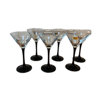 Feestelijke Luminarc Glazen, Zwarte Hoge Voet Martini Glazen Set Van 6 | Kerst