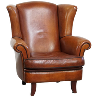 Sierlijke En Ruime Schapenleren Oorfauteuil Met Warme Kleuren