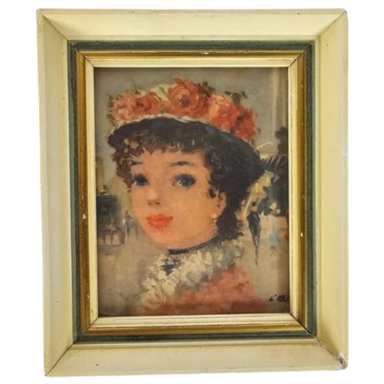 Miniatuur - Aquarel - Houten Lijst - Frankrijk - 1e Kwart 20e Eeuw 1