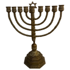 Grote Messing Joodse Kandelaar, 8 Plus 1 (Knechtje) Kaarsen thumbnail 1