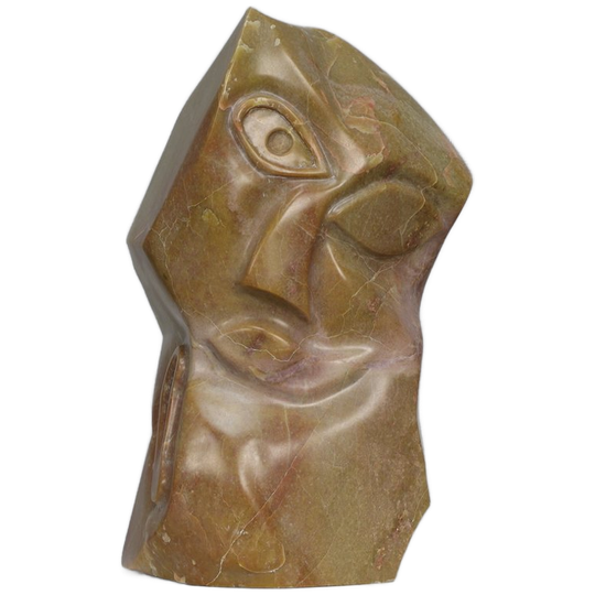 Cubist Marble Head Sculpture, Signed Aw, 2008 1