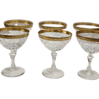 Vintage Champagnecoupes Loodkristal Drache Modell Gouden Randje (Set Van 6) thumbnail 1