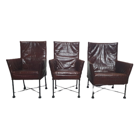 2 X Montis Chaplin / 1 X Montis Charlie Brown Leather. With Crocodile Pressed Print. 1