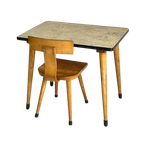 Vintage Kleuterschoolsetje Tafel & Schoolstoeltje Schuine Pootjes thumbnail 1