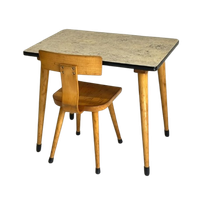 Vintage Kleuterschoolsetje Tafel & Schoolstoeltje Schuine Pootjes