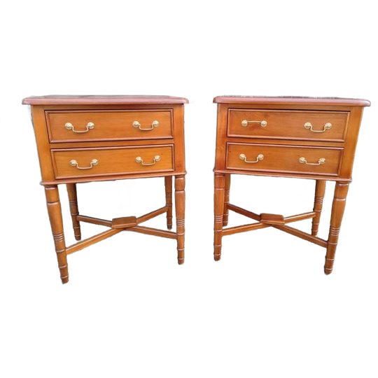 Klassiek Mahoniehouten Nachtkastjes, Bijzettafeltjes, Ladek 1