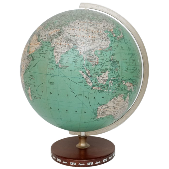 Vintage Wereldbol Op Houten Voet, Jaren 60 1