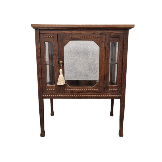 Antiek Theekastje Met Geslepen Glas Vitrine Theekast 1