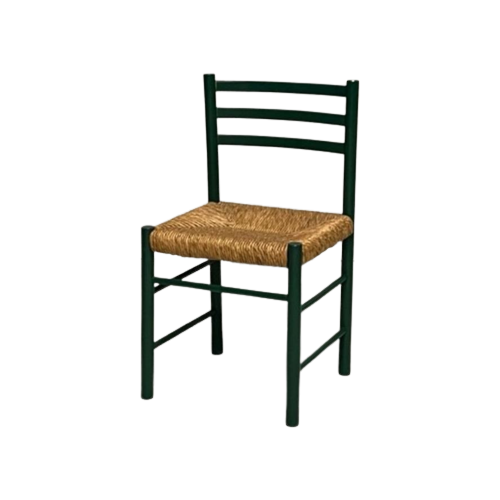 Jaren 70 Eettafelstoelen 4X Vintage Groen Riet Prijs P/Stuk