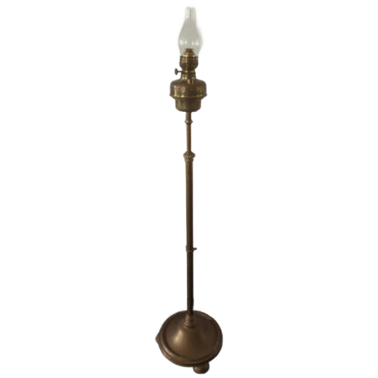 Antieke Koperen Petroleum Vloerlamp Brevete L&b 1883 1