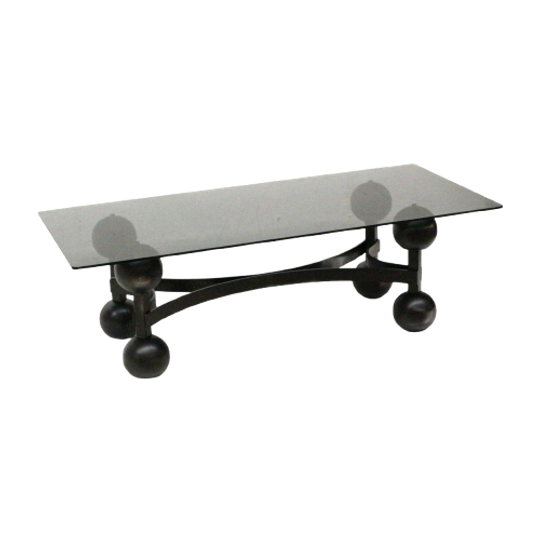 Grote Vintage Brutalist Space Age Salontafel Met Glazen Plaat Gemaakt In De Jaren ’70 1