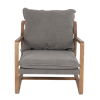 Prachtige Wabisabi Lounge Stoel Charles Canvas Grey