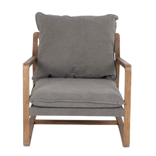 Prachtige Wabisabi Lounge Stoel Charles Canvas Grey 1