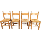 Set Van 4 Vintage Charles Dudouyt Stijl Eetkamerstoelen thumbnail 1