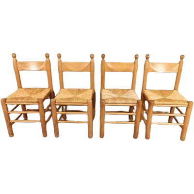 Set Van 4 Vintage Charles Dudouyt Stijl Eetkamerstoelen