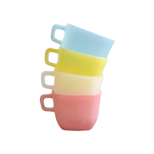 4 Opale France Kopjes / Kommen / Mokken - Vintage Servies 1