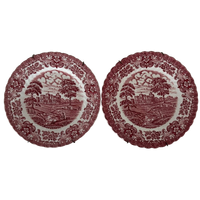2x British Anchor Castells Ironstone. Made In England. Design Memory Lane. Wandbord. Dorps Tafereel,