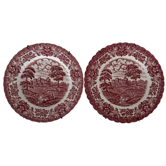 2x British Anchor Castells Ironstone. Made In England. Design Memory Lane. Wandbord. Dorps Tafereel, 1