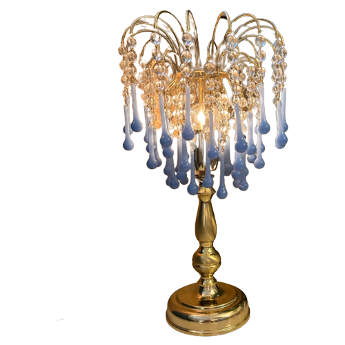 Vintage Murano Opaline Blauwe Teardrop Tafellamp Staande Lamp