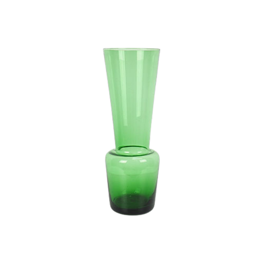 Vintage Groen Glazen Trechter Vaas 1