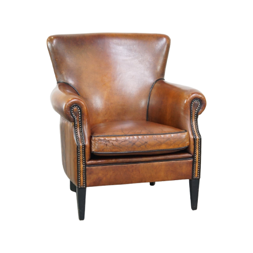 Comfortabele Schapenleren Fauteuil/ Armchair Met Een Karakteristieke Uitstraling