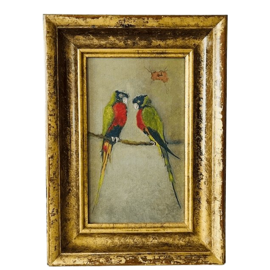 Vintage Olieverfschilderij Papagaai 1