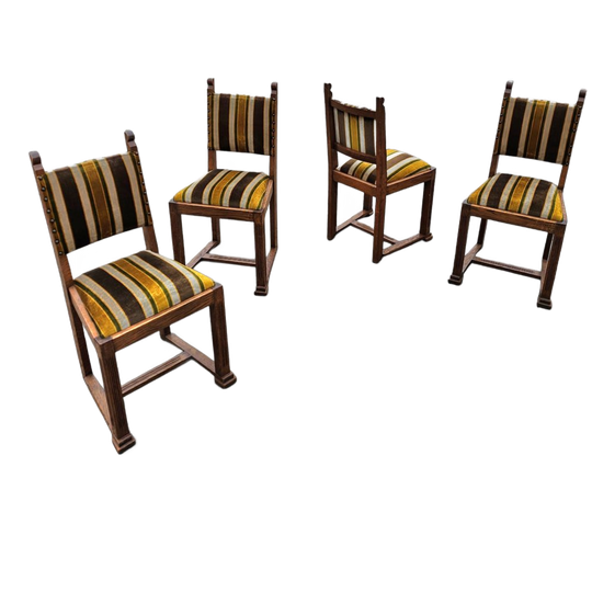 4 X Oak / Arts And Crafts / Dining Chairs 1