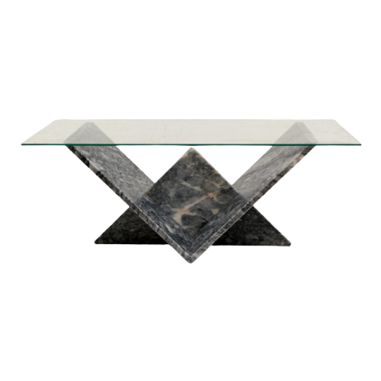 Vintage Glas & Marmeren Salontafel Gemaakt In De Jaren '70 1