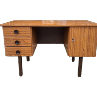 Vintage Bureau, Schrijftafel Met Stoel Afm. 120x59cm En 72cm