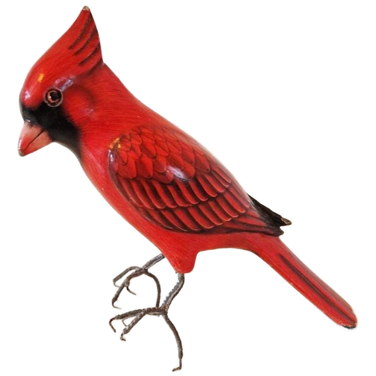 Oude Rode Houten Vogel Beeldje Rode Kardinaal 1