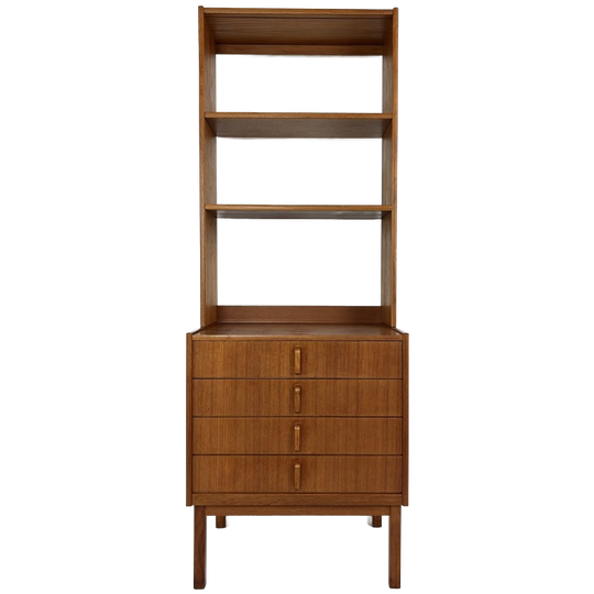 Zweedse Vintage Teak Fineren Boekenkast Flivik 1