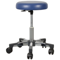 Frontseat Werkkruk, Blauw Leder, Verrijdbaar