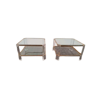 Hollywood Regency Messing Glas Tafel Set 70s