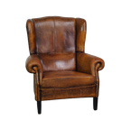 Comfortabele Schapenleren Oorfauteuil Met Een Prachtige Vintage Uitstraling thumbnail 1