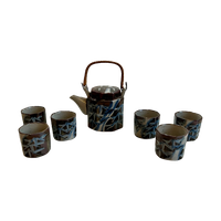 Prachtige Vintage Thee Set Met Bamboe Afbeeldingen