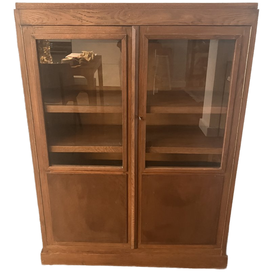 Antieke Houten Wandkast / Servieskast / Highboard Met Glazen Deuren 1