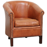 In Een Goede Staat Verkerende Rundleren Engelse Stijl Clubfauteuil In Een Lichte Cognac Kleur