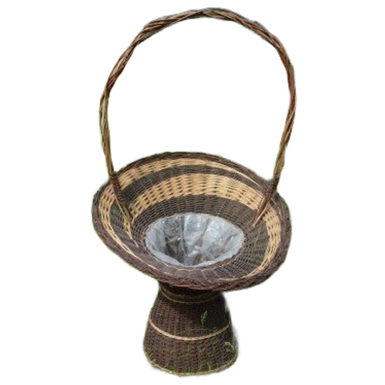 Grote Tweekleurige Bloemenmand Met Handvat – Vlechtwerk Van Wilgentenen 1