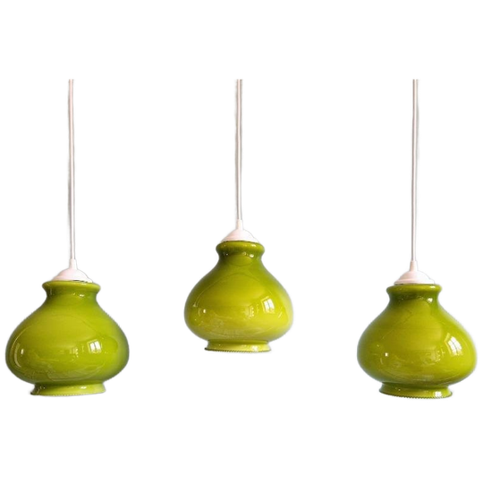 Vintage Groene Opaline Suspensie (5 Beschikbaar), 1960-70 1