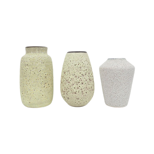 Set Vintage Mini Vaasjes Geel Wit 1