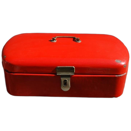 Vintage Emaille Broodtrommel Rood 1