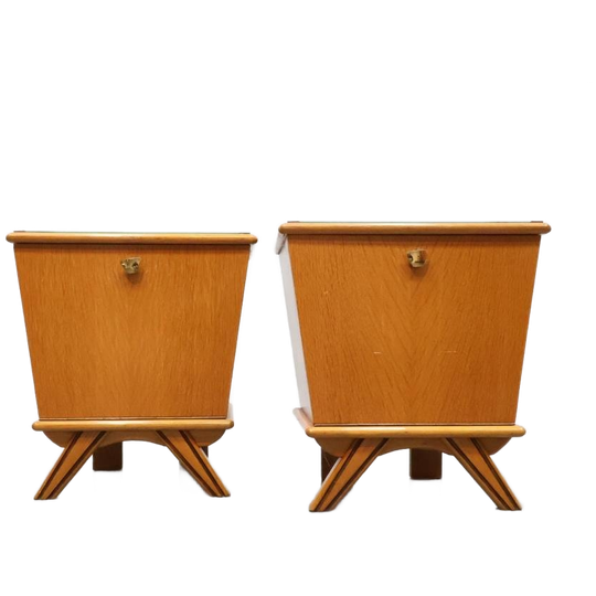 Set Vintage Nachtkastjes | Eiken | Met Klep 1