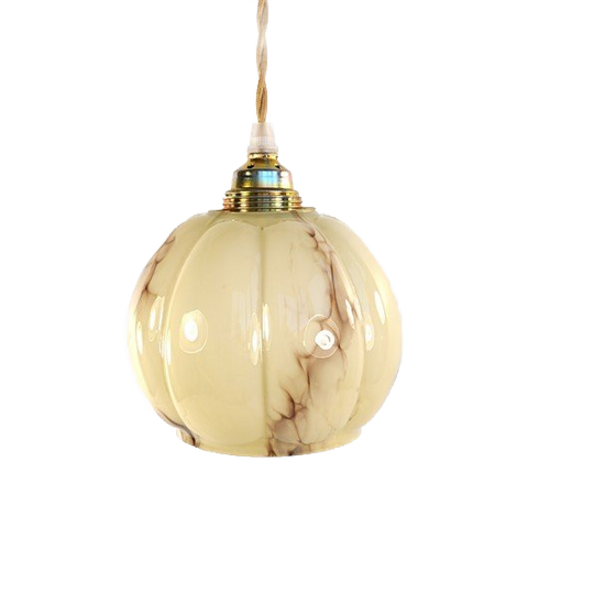 Vintage Glazen Lampenkap Bol Marmer 1