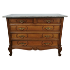 Vintage Frans Dressoir Commode, Ladekast Badkamermeubel Met Marmer Blad 405 thumbnail 1