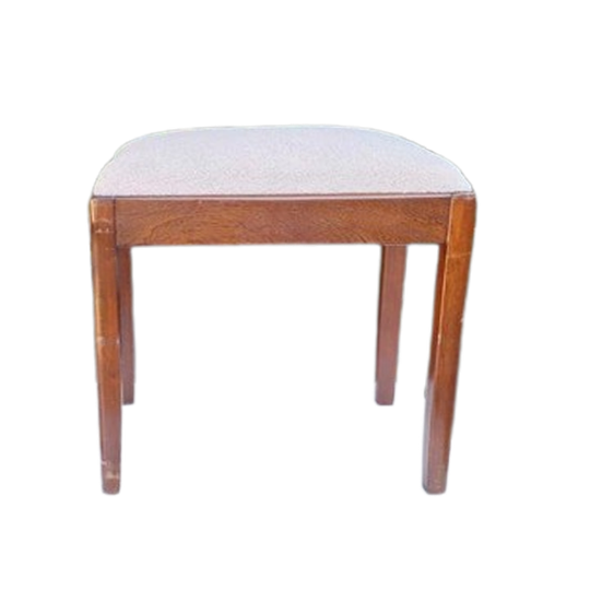 Vintage Voetenbankje / Kruk Teddy Stof 1