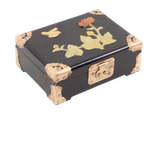Zwart Gelakte Chinese Juwelendoos Zeepsteen Messing Chinoiserie thumbnail 1