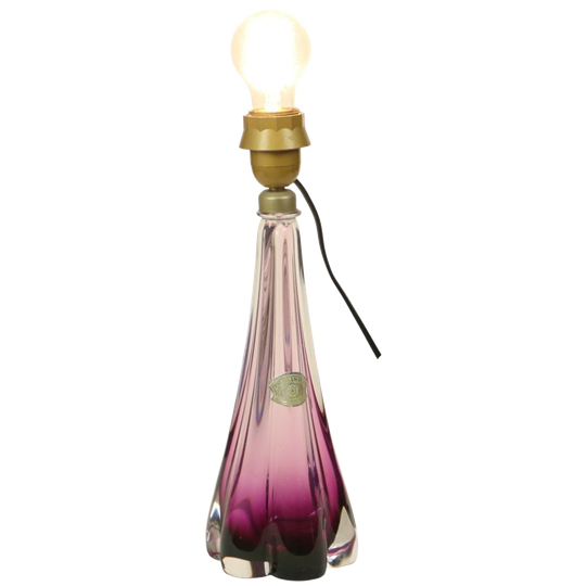 Paarse Kristallen Tafellamp Val Saint Lambert Jaren 60 1