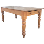 Antiek Grenen Tafel Met Grote Lades, 167 Cm Lang thumbnail 1