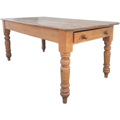 Antiek Grenen Tafel Met Grote Lades, 167 Cm Lang